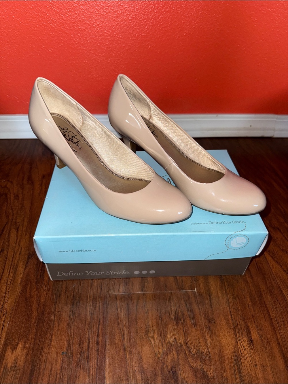 Life Stride Nude Patent Pointed-Toe Pumps